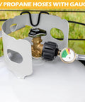 15 Inch RV Propane Hose With Gauge Stainless Steel Braided Camper Tank Line pigtail connected to tank