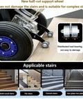 Electric Stair Climber Hand Truck With Silent Brushless Motor And Removable Battery For Warehouse Logistics Distribution showing half-cut support wheel.