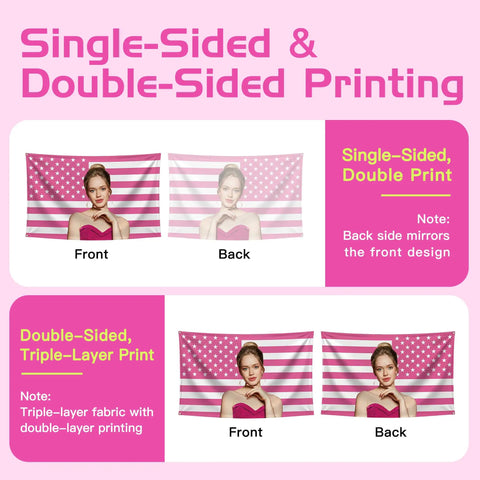 Pink American Flag 3x5 Ft Personalize With Your Own Image Logo Or Text Single Or Double Sided Flag Tapestry display options