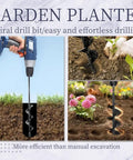 Extended Length Auger Drill Bit For Planting 1.6 In By 8.66 In Spiral Hole Digger with drill, soil, and garden use