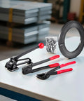 Beefy Heavy Duty Steel Banding Strapping Kit With 600 Ft Binding Straps And 300 Metal Seals, Manual Sealer Tool, Tensioner, Crimper, And Cutter