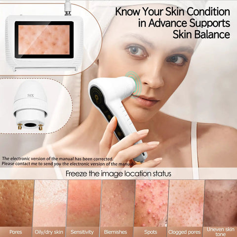 Pro Grade Skin Hair Analyzer With Dual Lens Precision Detection 50X Skin Lens And 200X Hair Follicle Mirror For Real Time Skin Condition at home