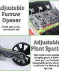 Three To Six Row Precision Planter for Garden Seeds 2 To 10mm with adjustable furrow opener and plant spacing features.