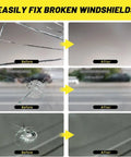 Pro Grade Windshield Crack Repair Kit Four Pack With Enhanced Injection Head And Suction Cup For Chips And Cracks Quick Fix Durable Long Lasting Resin System For Fast DIY Car Glass Repair before and after results shown.