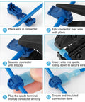 Premium T Tap Wire Connectors Provide Quick Splice And Midspan Wiring With Sturdy Storage Box Red Eighty Pack installation steps with color-coded instructions.