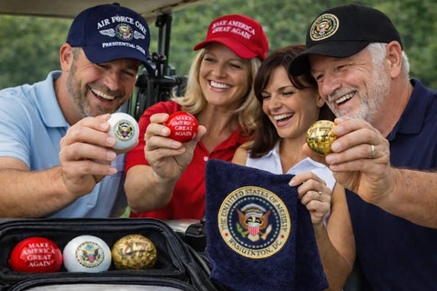 Great Again Golf Set With Presidential Seal Balls And Embroidered Towel, Includes Gold Trump 47 Signature Balls And Red Great Again Balls