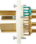 Internal view of 60 Amp 250 Volt Industrial Grade Angled Plug With Grounding And 3PY Straight Blade Design, brass connectors visible.