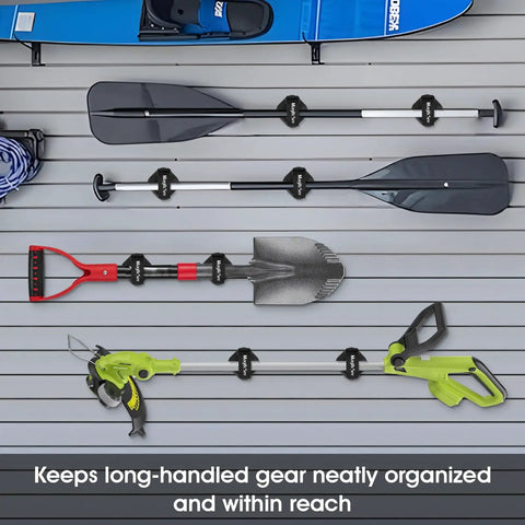 2 Pack Heavy Duty Magnetic Shovel And Tool Holder For Truck With Adjustable Strap No Drill Mount Rack displayed with tools