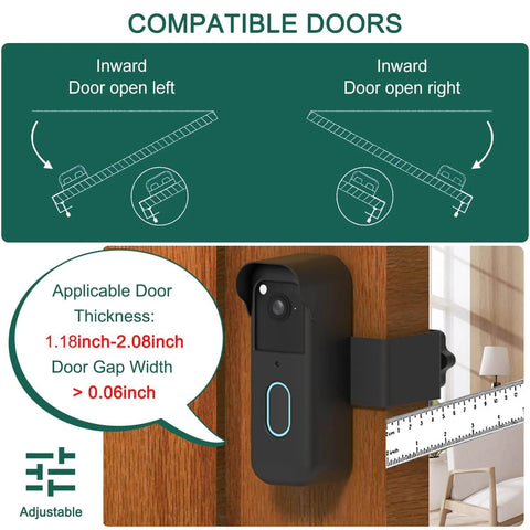 Anti Theft Doorbell Mount No Drilling For The Newest Doorbell Camera Second Gen Easy Install Video Doorbell Holder on wooden door