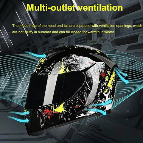 Four Seasons Full Face Motorcycle Helmet With Flip Up Double Visors DOT Approved For Adults Men And Women Off Road Motocross Racing Gear with ventilation