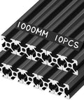 Ten Pieces Of 1000 MM 2020 Aluminum Extrusion European Standard Anodized Linear Rail For DIY CNC Workbench And 3D Printer Parts Black T Style Ideal For Makers And Hobbyists Building Custom Frames And Rigs