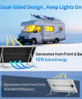 Top Shelf 100 Watt Solar Panel 18 Volt Monocrystalline Module showcasing dual-sided design for efficient RV or marine use.