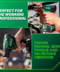 Close-up of 18V MultiVolt Brushless Drill And Impact Driver Combo Kit with 2 Batteries and Charger used by a professional