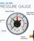 Replacement Pool Filter Pressure Gauge For Back Mount DE Sand And Cartridge Filters And ProGrid XStream SwimClear Systems 190059