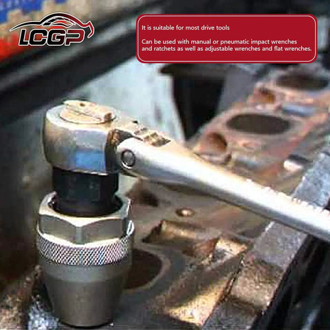 Damaged Bolt And Stud Extractor Tool For Removing One Quarter Inch To One Half Inch Studs With Grips And Adjustable Three Jaw Design For Broken Rounded Off Painted Over And Rusted Bolts LCGP shown installed on metal surface with wrench.