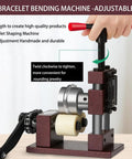 Kickass Ring And Bracelet Press Bender Machine With Adjustable Rolling Mill And Flat Bending Tool Spoon Forming Jig metal shaping set showing adjustable bracelet bending features.