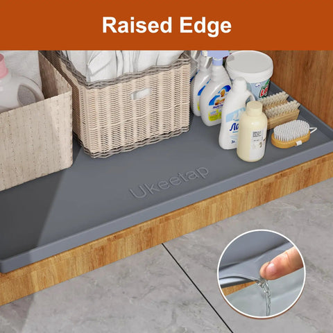Leakproof Silicone Mat With Raised Edge Extra Thick Under Sink Mat For Kitchen And Bathroom Waterproof Cabinet Liner