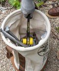 Heavy Duty Canvas Bucket With Leather Bottom, 12 Inch Diameter, 1 Pocket, 100 Pound Load Rated Utility Bucket Built Tough