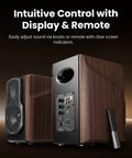 S2000MKIII High Fidelity Studio Monitor Speakers With Coaxial Tweeter And Five Point Five Inch Woofers, walnut finish, remote control