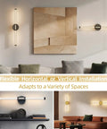 JTsupliight Battery Operated Wall Sconce 2 Pack, Type-C Rechargeable, Black, installed horizontally and vertically in modern decor.