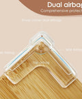 12 Pack Heavy Duty Corner Protectors For Baby Safety Furniture Edge Guards Slick Clear L Shaped Airbag Cushions on table corner.