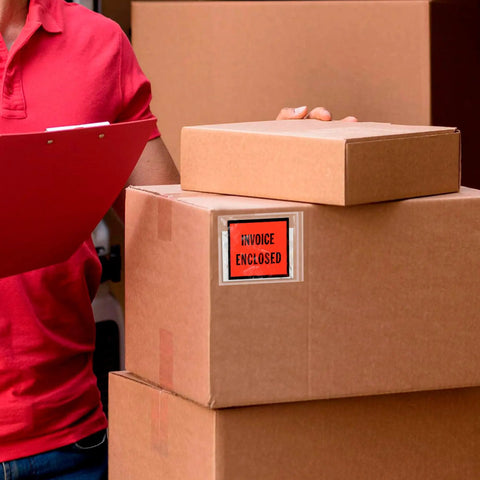 Top Shelf 4x5 Packing List Envelopes With Red Invoice Face and Easy Peel Seal Closure. Heavy Duty 2 Mil Polyethylene Shipping Doc Pouches Bulk Pack of 1000 Keeps Your Parcels Locked Up for No Sweat Shipping Days on the Dock