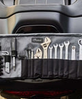 Premium 30 Piece Motorcycle Tool Kit With Wrenches, Hex Keys, Torx Keys, Sockets, And More, Roll Up Ballistic Nylon Pouch, Axle Adapter