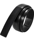 Buckle Free Leather Work Belt For Men Featuring Hook And Loop Closure Adjustable Waist Custom Fit Ratchet Less Strap Quick Swap.
