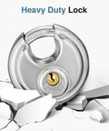 Stainless Steel Discus Padlock With Three Eighths Inch Hardened Shackle For Sheds, Garages, Fences And Storage Units, High Security