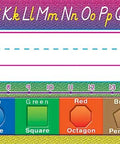 Modern Printing Flat Name Plates For Classrooms Pack Of 36 3 By 11 Inch Durable Laminate Ready Labels With Alphabet and Shapes