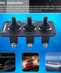 Beefy Three Gang Rocker Toggle Switch Panel With Aluminum Plate Waterproof Boot Cap Cover 16A 250V AC And 12V DC SPST Two-Position