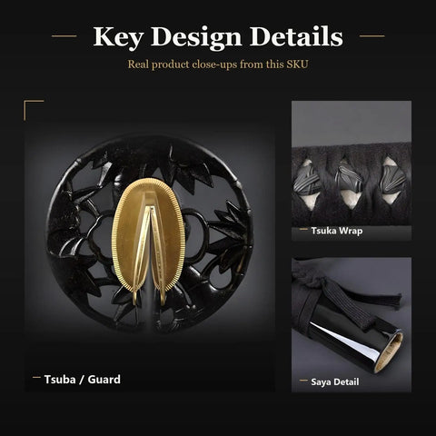 Key design details of unsharpened stainless steel iaido training sword for safe practice 28 inch katana iaito with saya and tsuka wrap