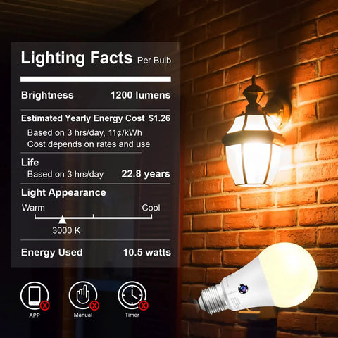 Outdoor Dusk To Dawn LED Sensor Bulbs Four Pack For Porch And Garage A19 Soft White 3000K 1200 Lumens installed in lantern