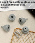 4 Pack Rubber Door Stopper Tips With Screws for Kick Down and Drop Down Doors on grid background.