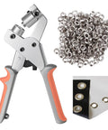Grommet Tool Kit With Handheld Hole Punch Pliers and Five Hundred Silver Grommets, Portable Grommet Press Machine for DIY Projects