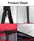 Close-up of features of 10 Foot Patio Mosquito Netting for Umbrella Cover With Zipper Windproof Screen Portable Foldable Net
