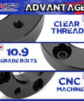 Heavy Duty 2.5 Inch Front Leveling Kit For Ram 1500 Solid Aluminum Strut Spacers showing clear thread design and CNC machined finish.