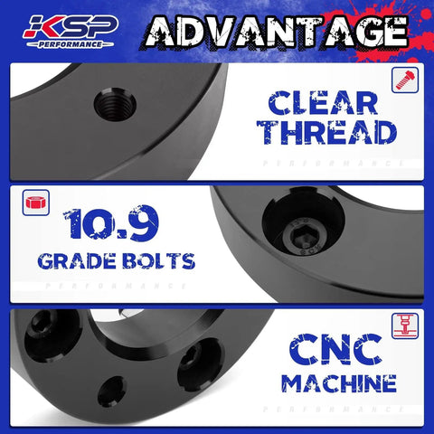Heavy Duty 2.5 Inch Front Leveling Kit For Ram 1500 Solid Aluminum Strut Spacers showing clear thread design and CNC machined finish.