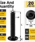 Heavy Duty M6 x 35mm Flat Head Hex Socket Cap Screws Bolts Set In 304 Stainless Steel Full Thread Black Oxide Includes Hex Spanner