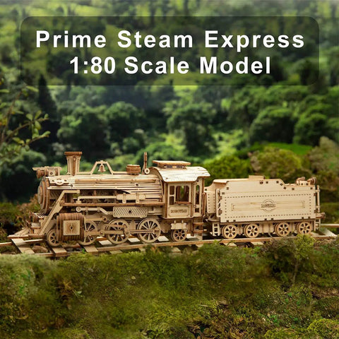 3D Wooden Puzzle Kit For Adults Mechanical Train Model One Eighty Scale Prime Steam Express No Glue Needed Brain Teaser Kit