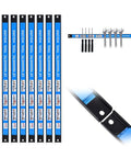 Eight Pack 18 Inch Magnetic Tool Holder Set With Wall Mount Brackets And S Hooks Heavy Duty Tool Bar Rack For Wrenches Screwdrivers Spanners Blue For Garage And Workshop Use