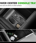 9-Piece Center Console Organizer Set For Tesla Model Y Juniper 2026 with anti-slip charging pad in lower console tray