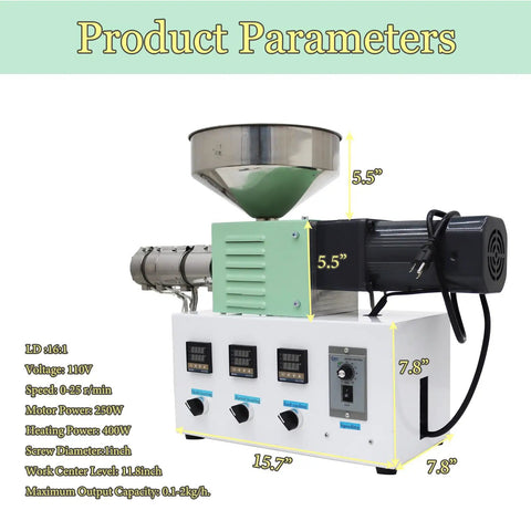 Heavy Duty Single Screw Extruder For Cranking Out 3D Printer Filament With A One Inch Barrel And Sixteen To One Ratio On A Compact 110 Volt Desktop Setup. Features a 1 inch screw and adjustable controls.