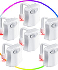 Six Pack Toilet Night Lights Motion Activated Sensor Lamps With 16 Color Changing LED Inside Toilet Bowl For Washroom Bathroom Ambient Lighting Battery Not Included, showing white units.