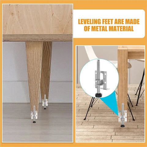 Heavy Duty Adjustable Furniture Levelers 8 Pack Beefy For Tables Cabinets Workbenches And Shelves, Metal Threaded Feet installation