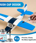 Foam RC Plane Repair Kit With 4 Oz Foam Glue And Hinge Tape Roll Pro Grade Brush Cap Applicator in use on model wing.