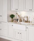 Modern kitchen cabinets with 10 Pack Chrome Cabinet Knobs Solid Zinc Alloy Hardware With Polished Chrome Finish for a sleek look.