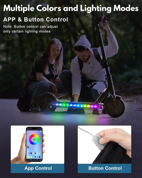 LED Light Kit For Scooters With Multi Color LEDs, Lighting Modes, And App Control, Battery Box Night Riding Lights demo