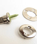 Heavy Duty Brass Turn Button Fastener With Twist Lock Single Stud And Eyelet Backing Plate showing screw and backing plate.