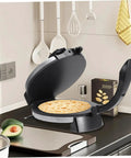 Electric Tortilla Press Machine 2000W With Adjustable Temp Control heated plate cooking homemade roti on kitchen counter.